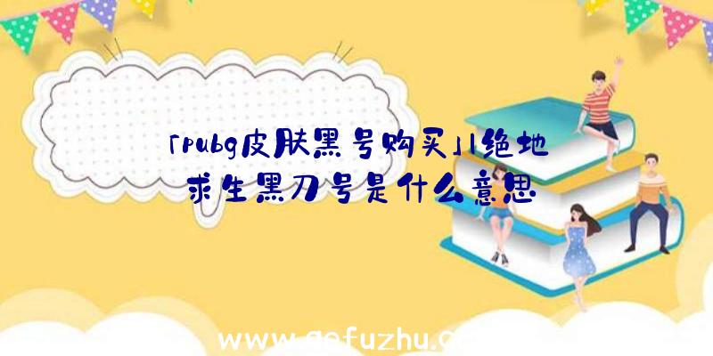 「pubg皮肤黑号购买」|绝地求生黑刀号是什么意思